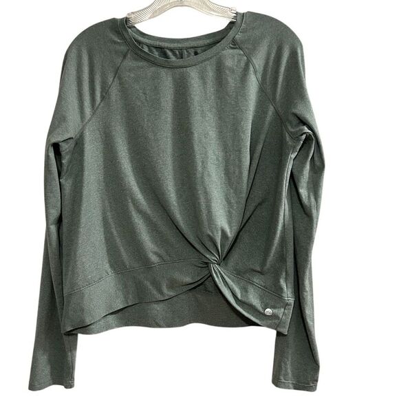 Apana Women's Twist Front Long Sleeve V-Neck Top Green Size S - Picture 1 of 14